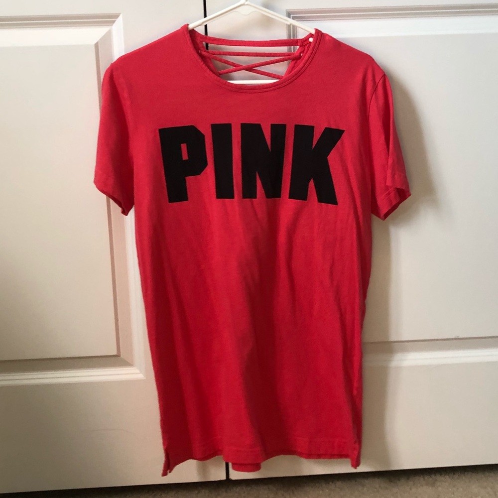 PINK Neon Cross Back Short Sleeve T-Shirt